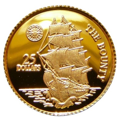 25$ NIUE 1996 - ŻAGLOWIEC HMS BOUNTY ZŁOTO 999