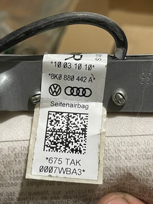 BOLSA ASIENTOS PARTE TRASERA DERECHA 8K0880442A AUDI A4 B8 8K  