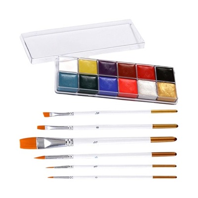 12 Colors Face and Body Paint Face Painting Kit with Brushes Cosmetic