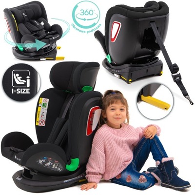 FOTELIK SAMOCHODOWY OBROTOWY 360° CZARNY 40-150 CM I-Size R129 + ISOFIX