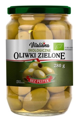 OLIWKI ZIELONE BEZ PESTEK W ZALEWIE BIO 280 g - VITALIANA