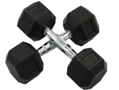 HANTLE DUMBBELL CIĘŻARKI POWLEKANE GUMĄ 5 KG x 2