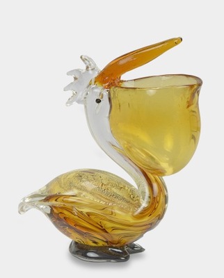 Figura Szklana w Stylu Murano Pelikan z Dziobem
