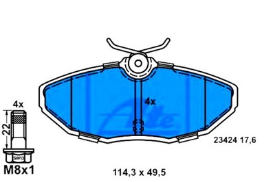 Ate 13.0460-2730.2 набір гальмівних колодок гальмівних, гальма дискові фото №1