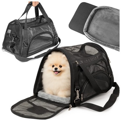 TRANSPORTER DLA KOTA PSA KRÓLIKA ZWIERZĄT TORBA PODRÓŻNA MIĘKKA RAMIĘ MATA