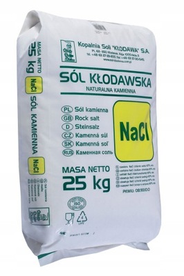 SÓL KŁODAWSKA KAMIENNA SPOŻYWCZA 25 KG NIEJODOWANA MŁYNEK