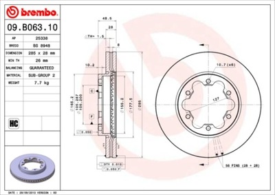 ДИСКИ ТОРМОЗНЫЕ ТОРМОЗНЫЕ ПЕРЕД BREMBO 09.B063.10 09B06310