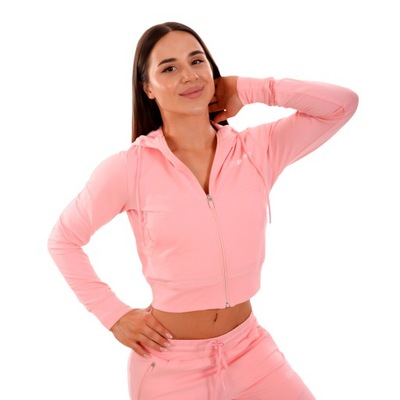 DAMSKA BLUZA Z KAPTUREM TRN CROP RÓŻOWA GymBeam XS