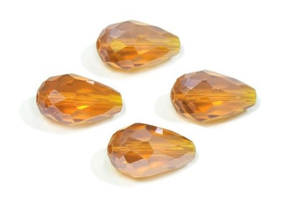 Krople fasetowane 15x10 j.pomarańczowe opal-4szt
