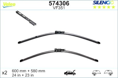 VALEO LIMPIAPARABRISAS ESCOBILLAS 2 PIEZAS VF351 SILENCIO XTRM 600 580MM BMW 5 E60  