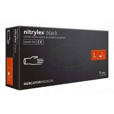 Rękawice Mercator Medical Nitrylex Black r. L Czarne 100 sztuk