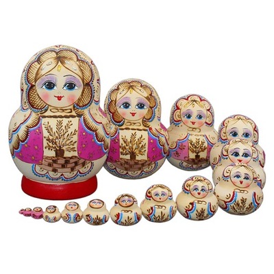 15 Pieces Handmade Nesting Dolls Ornaments