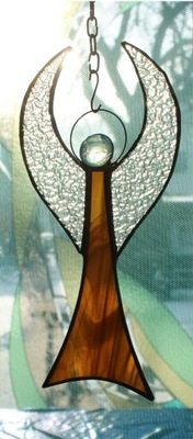 Anioł nowoczesny szklany Tiffany brązowy