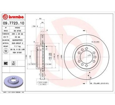 Brembo диск тормозная 290x26 v iveco daily фото №1