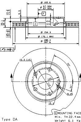 DISQUE DE FREIN COATED DISC LINE 09.8681.11 - milautoparts-fr.ukrlive.com