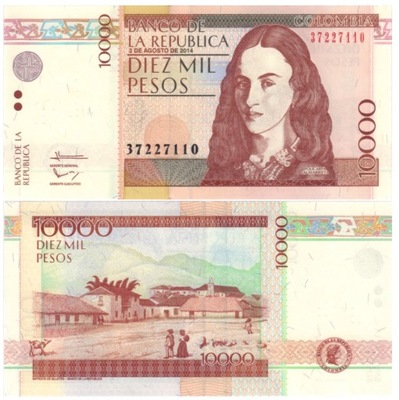 KOLUMBIA 10000 pesos 2014 P-453 UNC