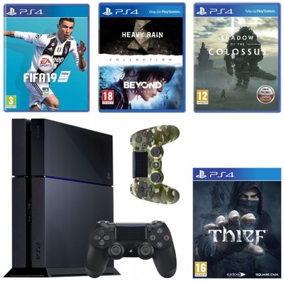 SONY PlayStation PS4 500 GB + 2 Pady Sony + 4 SUPER GRY