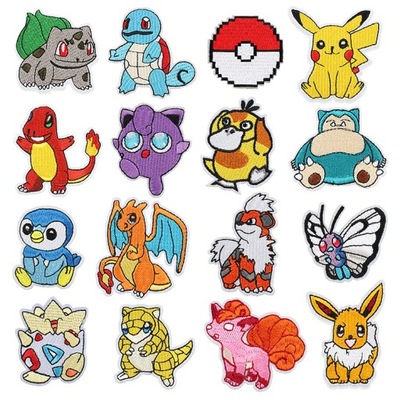 16 Pokemon Motywy , haftowane łaty na ubraniu