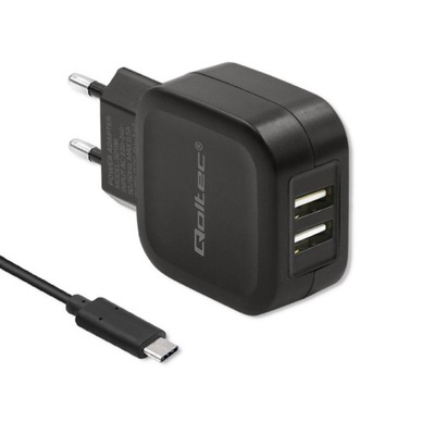 Qoltec Ładowarka sieciowa 17W | 5V | 3.4A | 2 xUSB + kabel USB-C