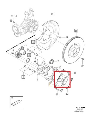 Tylne klocki hamulcowe S60, V60, XC60