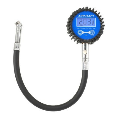 CIŚNIENIOMIERZ CYFROWY 17bar DO OPON KÓŁ MANOMETR WĄŻ GUMA MIERNIK AIRKRAFT