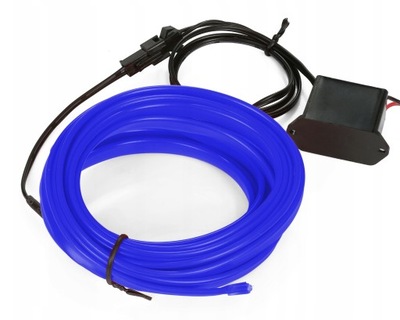 3M ŚWIATŁOWÓD EL WIRE LED TAŚMA PASEK AMBIENT OŚWIETLENIE 12V NIEBIESKI