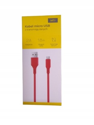 Kabel USB - USB micro Setty 1,8 m Czerwony