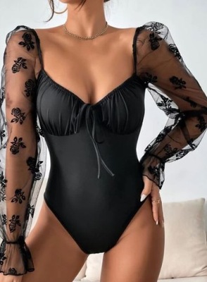 SHEIN BODY DAMSKIE CZARNE Z DŁUGIM RĘKAWEM 36 V7B