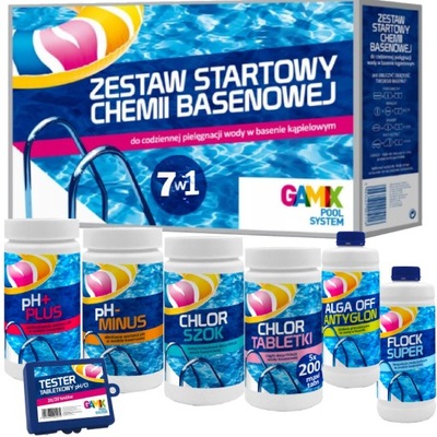 Zestaw startowy 7w1 CHEMIA do basenu DUŻE TABLETKI