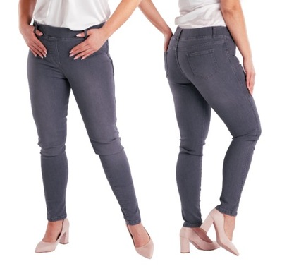 Spodnie jeansy jegginsy szare przecierane 4XL