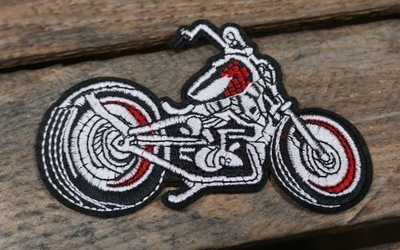 Motocykl Biały Chopper Haftowana Naszywka Patch Easy Rider