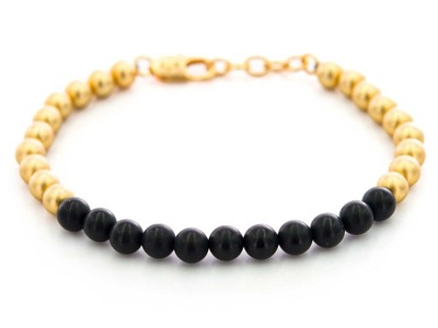 BRANSOLETA MĘSKA ARMANI AXG0119710 ZŁOTO-CZARNA KORALIKI CASUAL