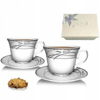 Filiżanki porcelanowe 250ml 2+2 zestaw pięknych filiżanek do kawy herbaty