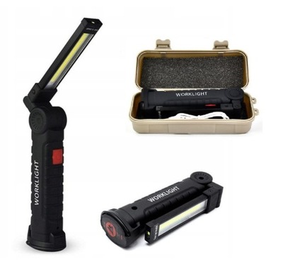 POWERFUL LAMP FLASHLIGHT WARSZTATOWA LED COB TOW BAR MAGNES AKUMULATOROWA USB 5W1  