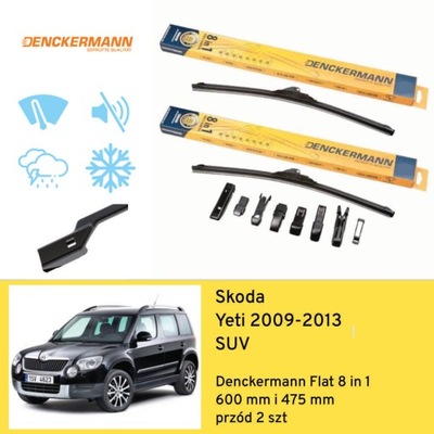 WIPER BLADES FRONT DO SKODA YETI SUV (2009-2013) DENCKERMANN  