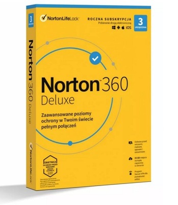 NORTON 360 DELUXE 25GB PL 1U /3 PC 2 Lata ESD