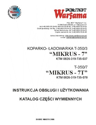 Warfama Mikrus-7 / 7T - instrukcja/ katalog 