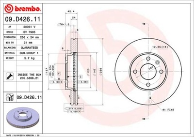 BREMBO 09.D426.11 DISCO DE FRENADO  