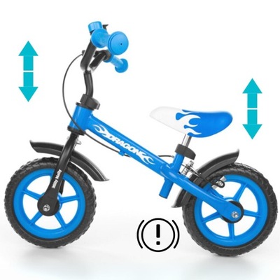 Rowerek biegowy jeździk dla dzieci Dragon z hamulcem blue Milly Mally