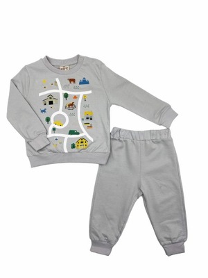 Szary komplet niemowlęcy dla chłopca dresowy dres bluzeczka spodnie r.80