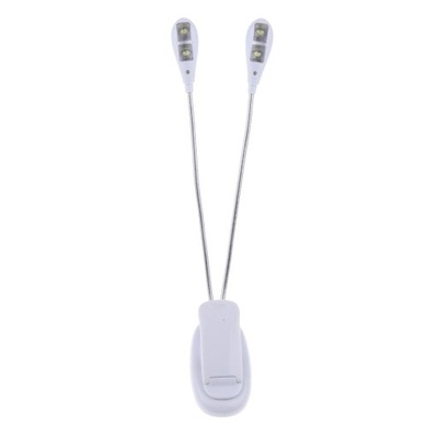 4 LED Music Stand Lamp Music Score Light Clip on Lampka do czytania Biała