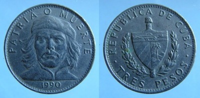 9724. KUBA, 3 PESO, 1990 CHE GUEVARA