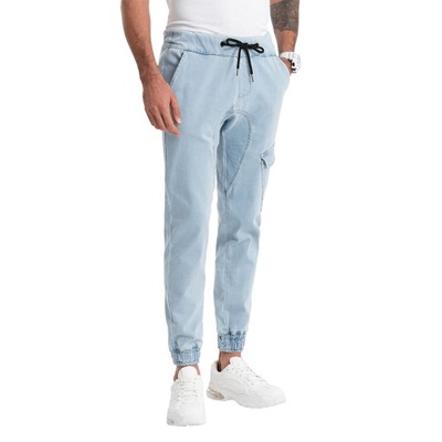 Spodnie męskie JOGGERY jasnoniebieskie V1 P0112 XL