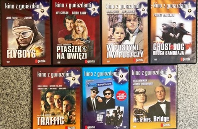 7 X DVD KINO Z GWIAZDAMI FLYBOYS GHOST DOG TRAFFIC PTASZEK NA UWIĘZI