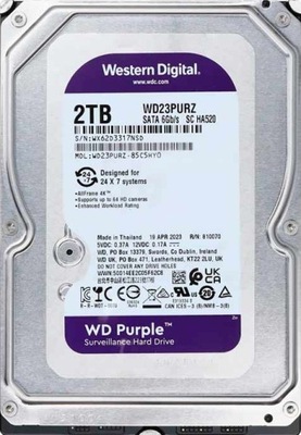 Dysk twardy NVR WD Purple 2TB 2000GB WD23PURZ