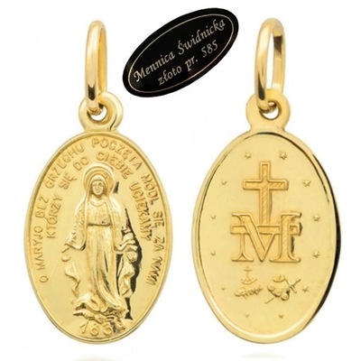 Złoto 585 Cudowny Medalik zawieszka wisiorek - Bierzmowanie Komunia Chrzest