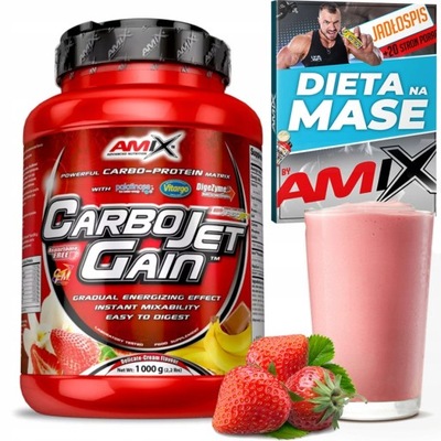 SUPLEMENTY NA MASĘ CIAŁA - 4 pyszne smaki! Gainer Carbo Jet Gain Amix 1kg