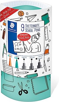 Szkolne długopisy 9szt Sketchnote W17A50