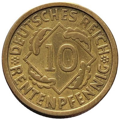 87702. Niemcy - 10 rentenfenigów - 1924r. - J (opis!)