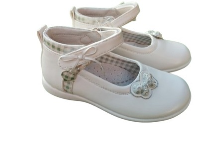 BALERINY pantofelki BALERINKI pantofle półbuty LinShi WHITE białe 27